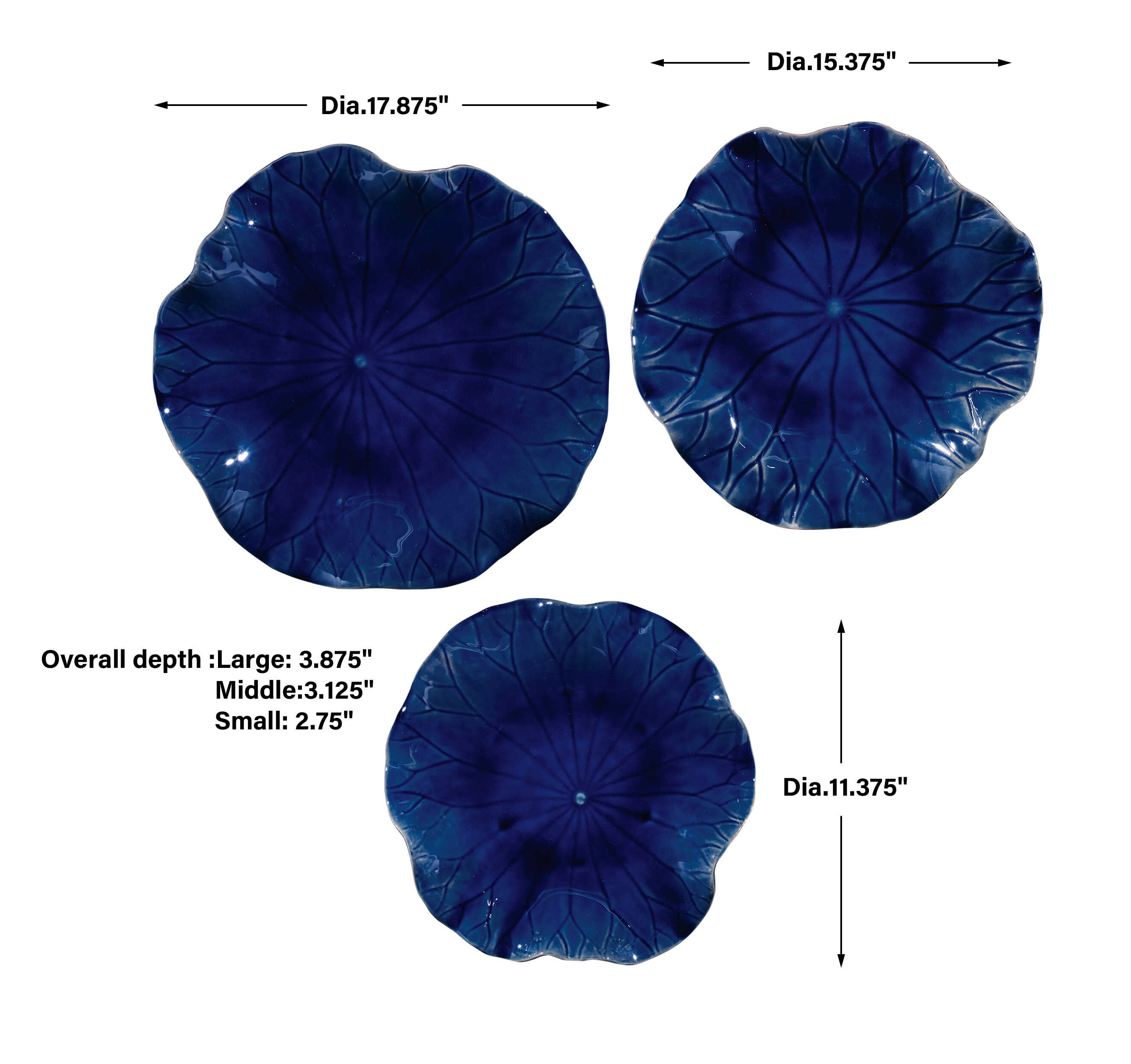 Abella Blue Ceramic Wall Decor Set/3