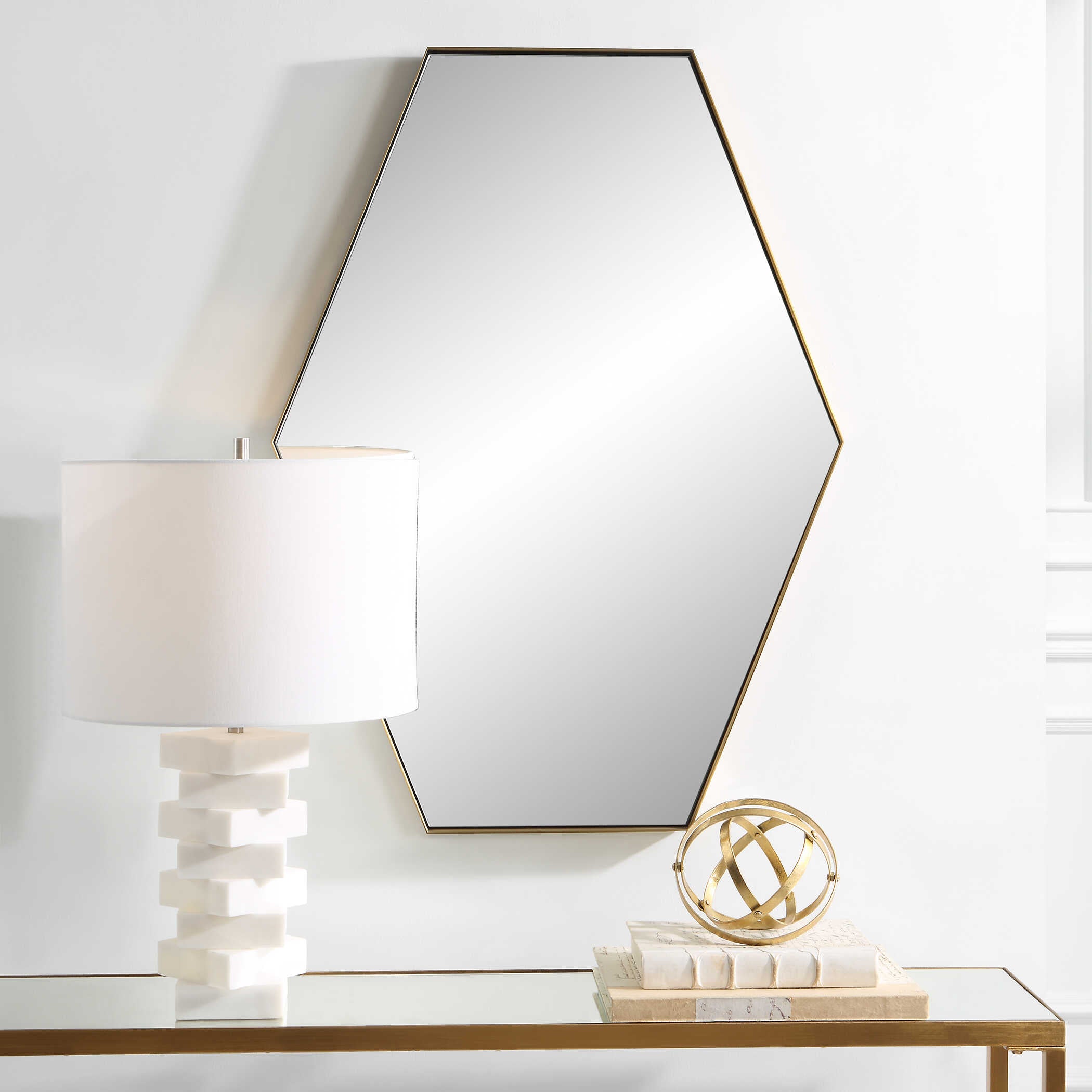 Ankara Brass Hexagon Mirror