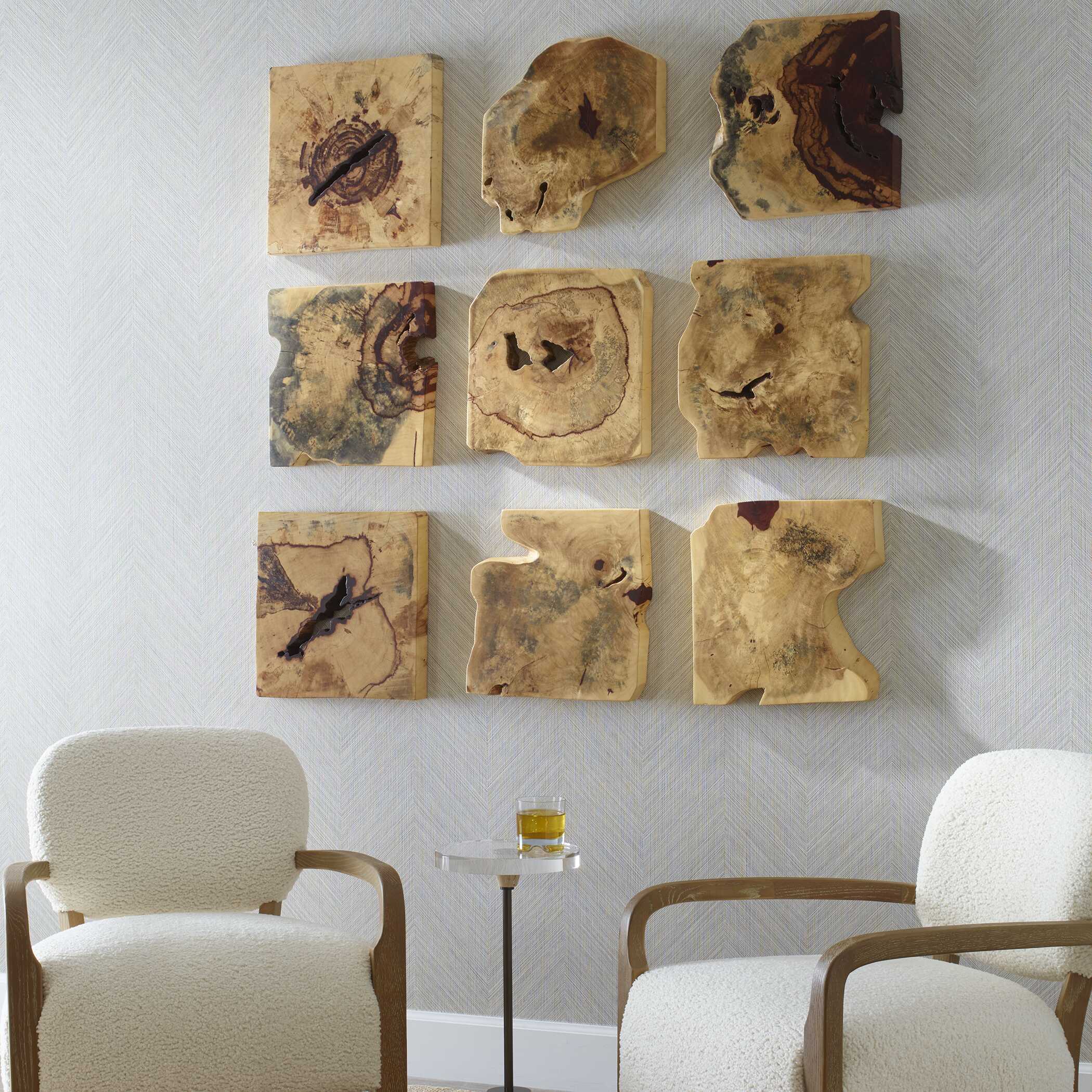 Bahati Wood Wall Decor In Natural Set/9