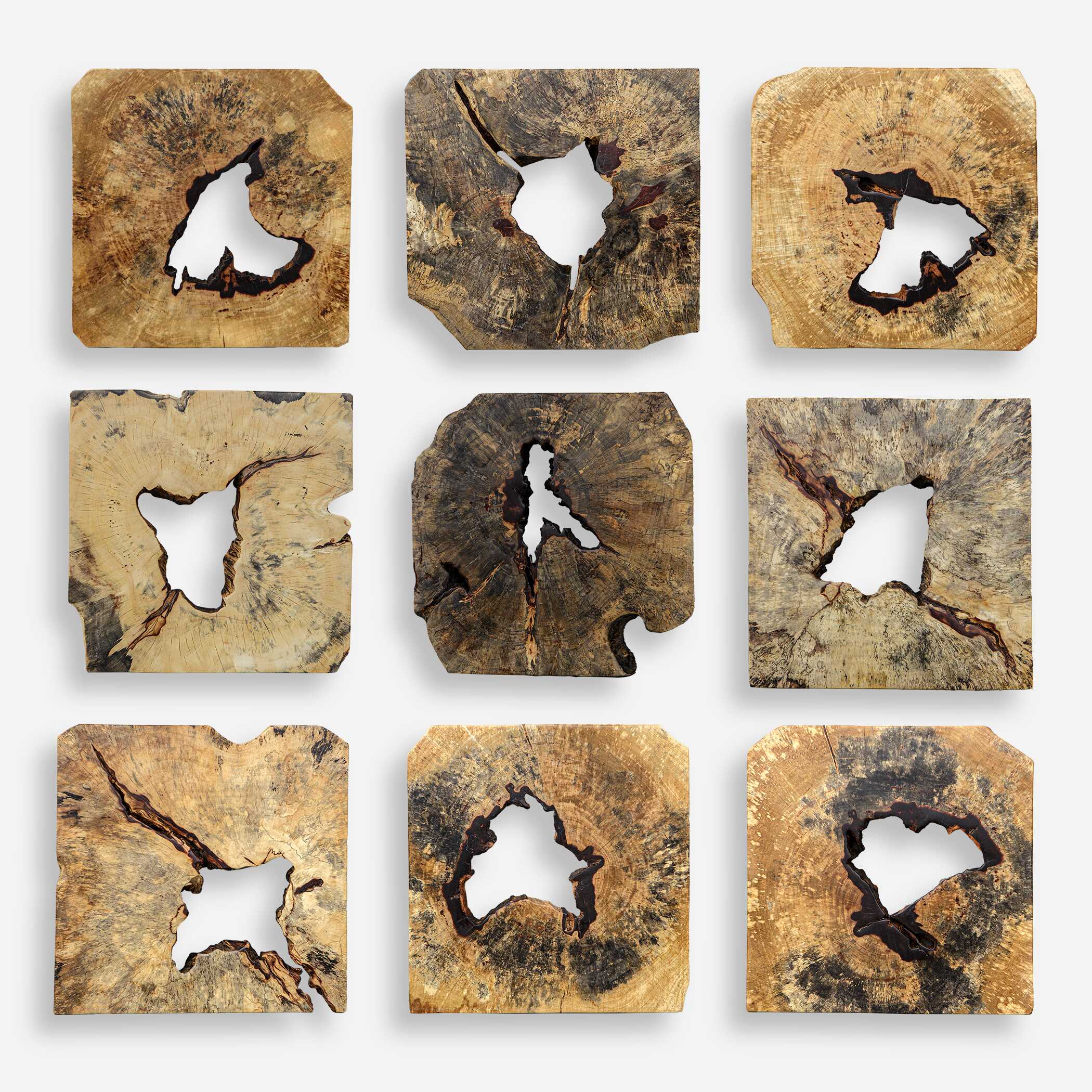 Bahati Wood Wall Decor In Natural Set/9