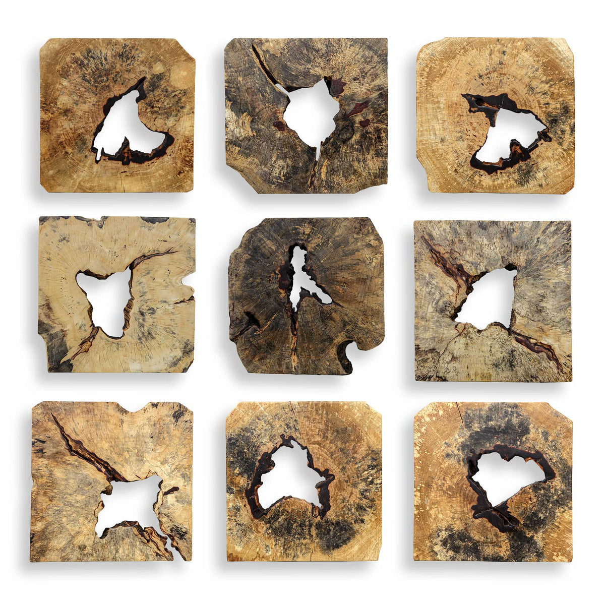 Bahati Wood Wall Decor In Natural Set/9