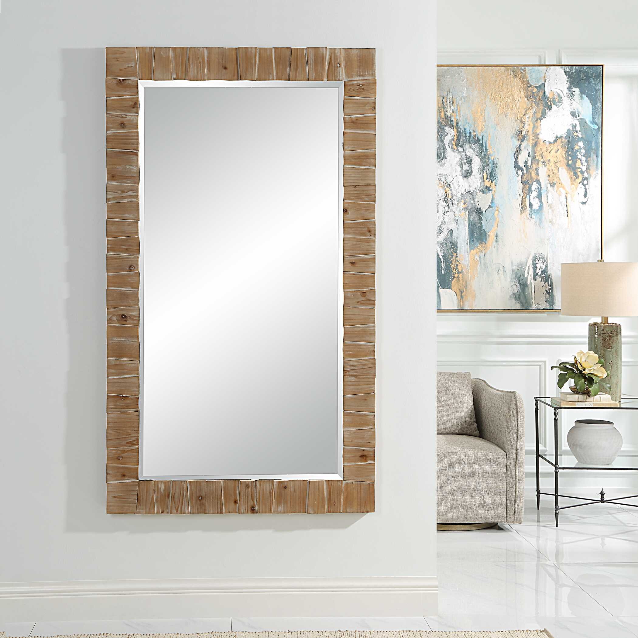 Ayanna Gray Washed Wood Mirror