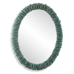 Bonaire Teal Blue Oval Mirror
