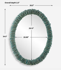 Bonaire Teal Blue Oval Mirror