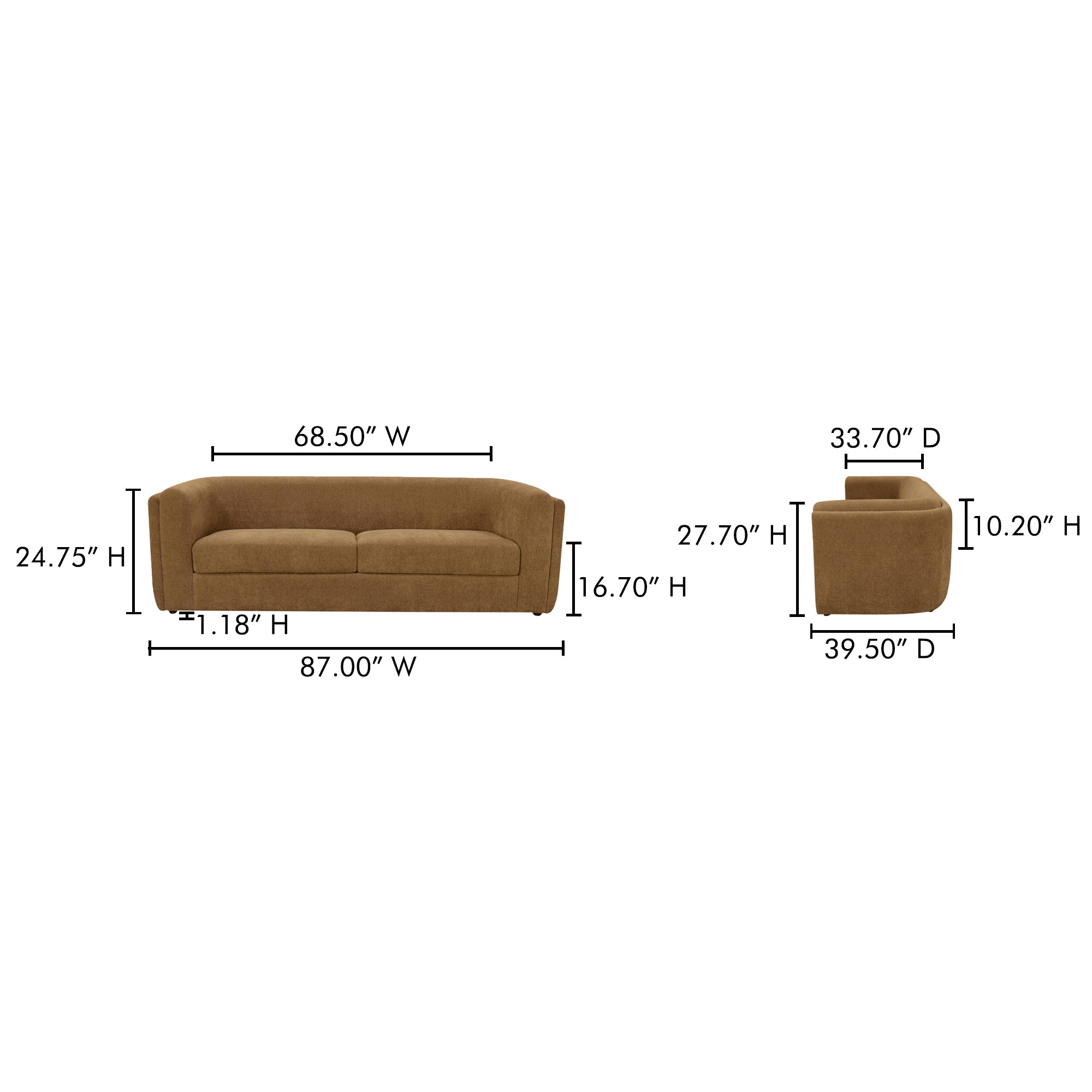 Alora Sofa Fabric Ochre Brown