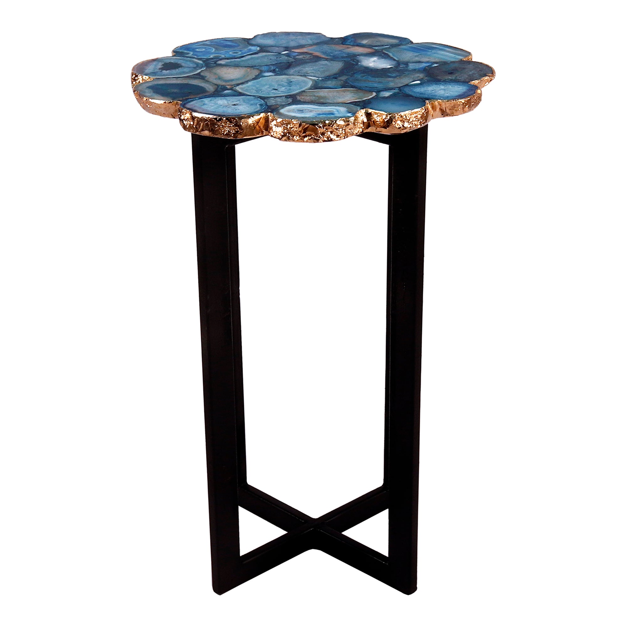 Azul Agate Accent Table Blue