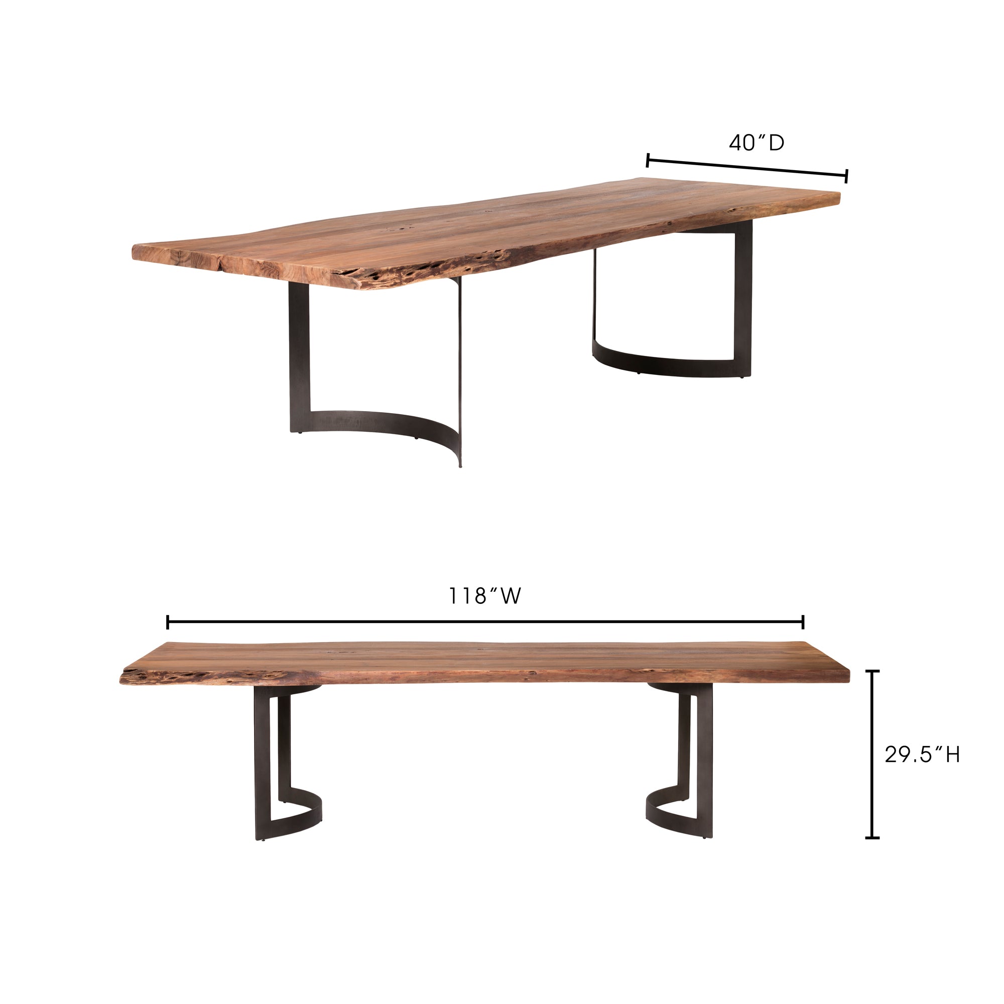 Bent Dining Table Large Brown