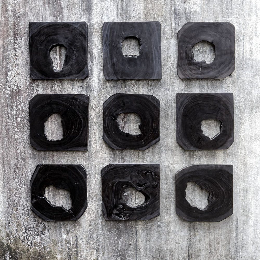Bahati Wood Wall Decor in Ebony Set/9