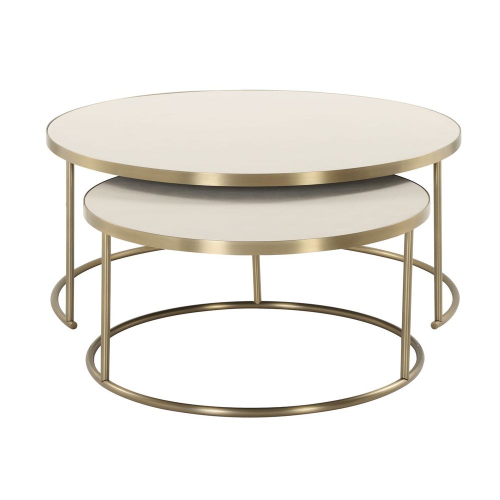 Aragon White Nesting Coffee Tables Set/2