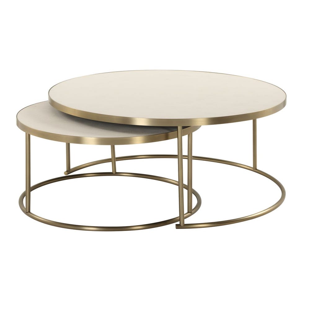 Aragon White Nesting Coffee Tables Set/2